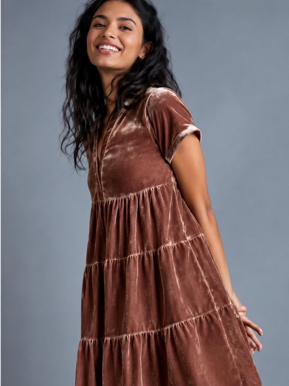 NWT Maeve By Anthropologie Harper Crushed Velvet Tunic Mini Dress
